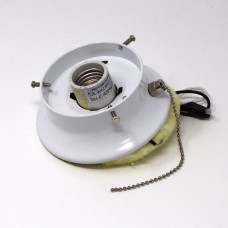 3" WHITE CEILING BASE WITH PULL CHAIN