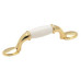 3" POLISHED BRASS & WHITE CABINET PULL