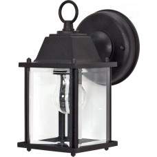 1 LIGHT -TEXTURED BLACK CUBE LANTERN OUTDOOR FIXTURE