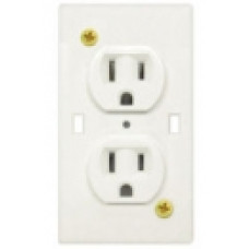 WHITE SELF-CONTAINED WALL RECEPTACLE & PLATE