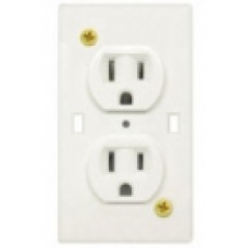 WHITE SELF-CONTAINED WALL RECEPTACLE & PLATE