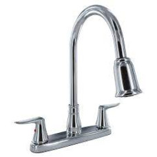 CHROME 2-HANDLE PULL DOWN KITCHEN FAUCET