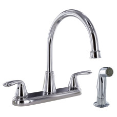 CHROME 2-HANDLE KITCHEN FAUCET WITH SPRAYER
