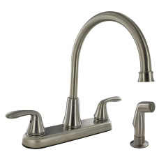 BRUSHED NICKEL 2-HANDLE KITCHEN FAUCET WITH SPRAYER